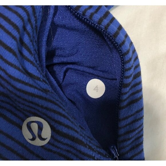 Lululemon Kanto Catch Me Long Sleeve Size 4 Stripe Sapphire Blue Black Top Shirt - Picture 6 of 11